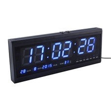 Large Modern LED Digital Wall Clock Date Temperature 24 Or 12 Hour Office