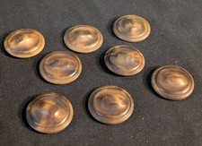 8 large antique brown buttons, shiny wood effect, relief diam 2.7 cm, vintage 