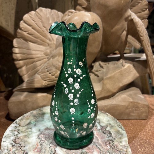 Ancien vase verre emaillé - vase,