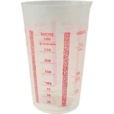 VERRE DOSEUR TRANSPARENT  GRADUÉ   BEC VERSEUR   PVC  REF  4518 