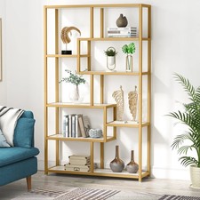 Tribesigns Bookshelf 5 Tier Etagere Bookcase, Gold Book Shelf Organizer Racks