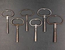 Lot of 6 Antique Pendulum Keys, Clock Keys, Ox Eye, Mechanism