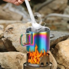 Poignée Pliable Tasse Isolée Acier Inoxydable Double Paroi pour Voyages Campin