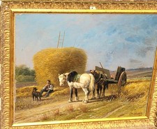 J . Martinez (19th-20th century). Le repos du fermier. Oil Painting on Canvas