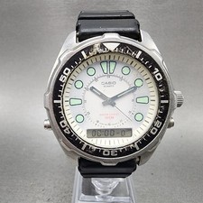 Casio AQ-600W Dive Watch Men 45mm White Dial Steel Analog Digital New Battery