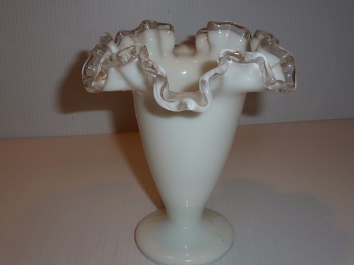 Fenton silver crest milk glass - silver,