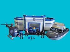 Playmobil Police Commissariat + Bateau Vedette + Hélicoptère 4429 4264 Figurines