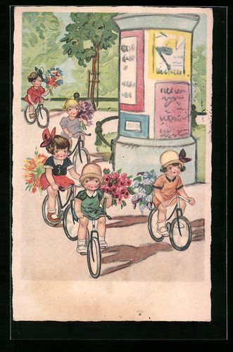 Enfants avec des vélos - , dans