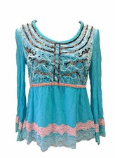 Catherine Malandrino 100% Silk Fairy Core Sequin Lace Blouse Top Size 6