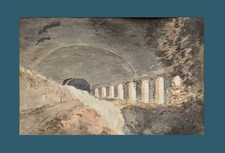 École Française XIXᵉ siècle. "Cascade de la villa Mécène." Prés de Tivoli.