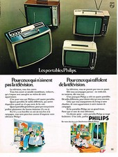 ADVERTISING 1975 PHILIPS Portable TV