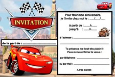 5 - 12 ou 14 cartes invitation anniversaire cars réf 459