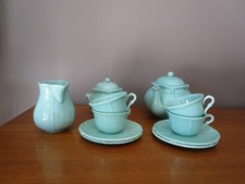 Niderviller Green Tea/Coffee Set: Milk Jar, Teapot, Sugar Bowl, 4 Cups