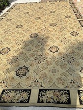 French Handmade Antique Carpet Giant Tapestry Rug 17’7” X 11’3”