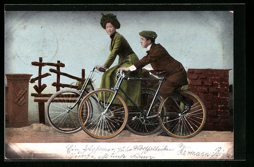 Carte postale dame monsieur - carte, et
