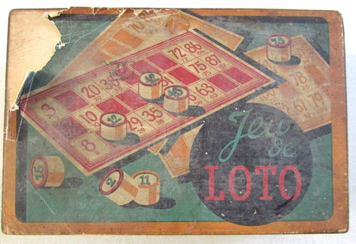 Ancienne boîte bois loto - boîte, en
