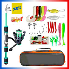 Kit Complet de Canne à Pêche avec Moulinet Spinning - Idéal Pêche en Déplacement
