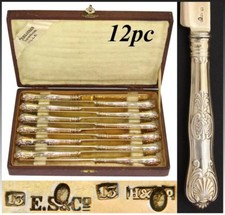 Antique French Hallmarked German Vermeil on .800 Silver 12pc Dessert Knife Set