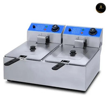 Friteuse double bac électrique professionnelle commercial 2x 8 litres