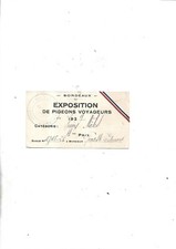Year 1929. Card. Contest. Prix. Exposition. Passenger pigeons. Bordeaux. Rare