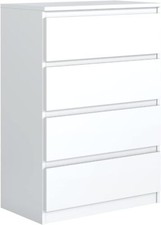 Commode Blanche Mat avec 4 tiroirs 70 cm Commode Chambre Adulte