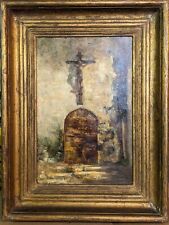 ROSE IMEL (1901- ) Huile Toile XXe S., Scène religieuse Jésus sur Croix, Tableau