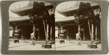 China, Ningpo, stereo, A dragon guards the Fu-Kien Temple, ca.1900 Vintage stere