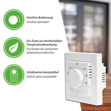 Thermostat Régulateur de Température Analogue Blanc Chauffage par le Sol B-Ware