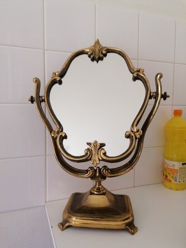 Miroir sur pied bronze - miroir,