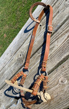 Used Western horse double ring training side pull w/rope noseband