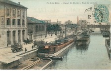 PARIS 19th arrondissement Canal Saint Martin rue de Crimée (barges)