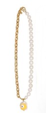 Joolz by Martha Calvo ROLL WITH IT NECKLACE Pearl Chain Gold Tone #4