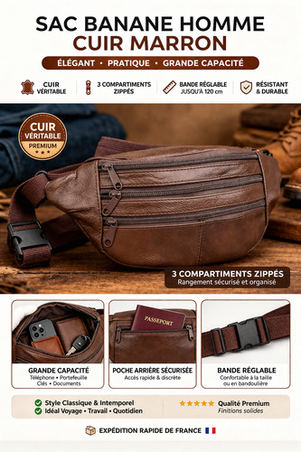 Sacoche banane homme cuir - sacoche,