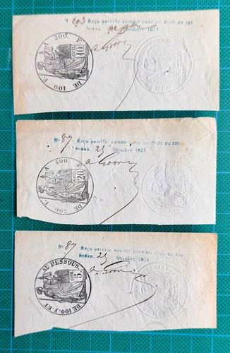 France 3timbres fiscaux aigle - fiscaux,