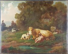 Ancien Tableau "Vaches et