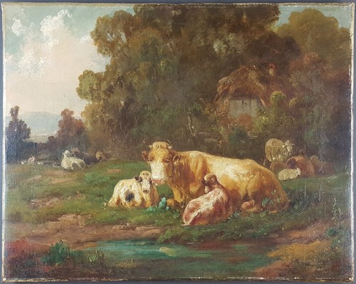 Ancien tableau vaches - ancien, "vaches