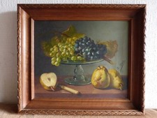 Antique Painting to Restore Still Life Fruit Grape Cutter Pear Painting