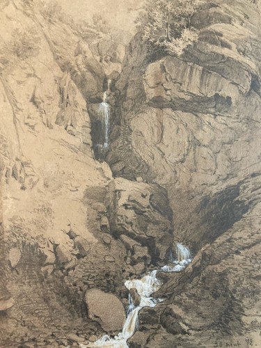 Dessin ancien cascade art - dessin,