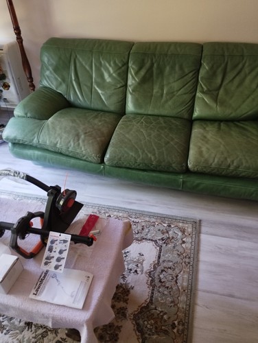 Canape vert fauteuils cuir - vert,