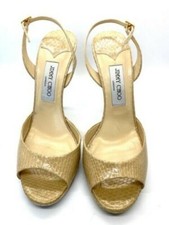 Jimmy Choo Elaphe Snake Nude Elazer Platform Slingback Stiletto Size 39.5