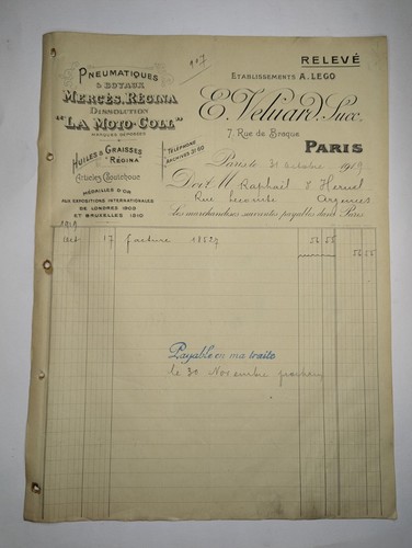 Facture pneumatiques boyaux - facture,