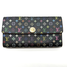 Louis Vuitton Monogram Multicolor Portefeuille Sarah Long Wallet Black Authentic