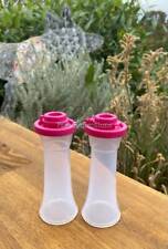 TUPPERWARE MINI HOURGLASS SALT & PEPPER SHAKER SET FUSCHIA PINK CAMPING PICNIC