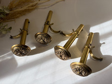Lot de 4 supports muraux en laiton pour tringle à rideaux - Boutons décoratifs