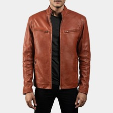 Blouson homme cuir de mouton véritable marron foncé blouson bombardier...