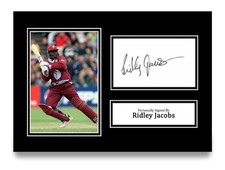 Ridley Jacobs Hand Signed A4 Photo Autograph Card Cricket Gift Display Signature