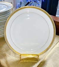 Assiette A Dîner Bernardaud Limoges Liseret Couronne Bord Dorés À L’or Fin 