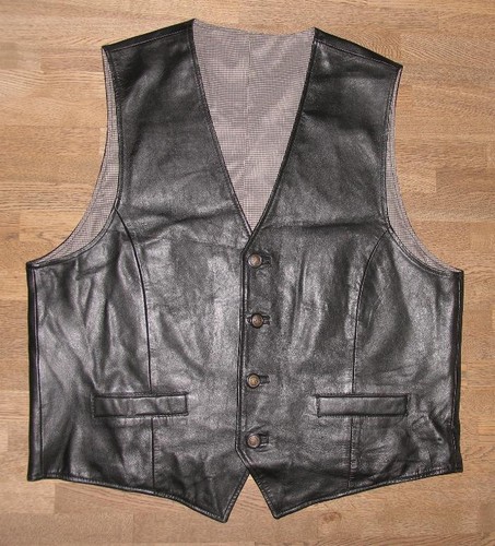 Gilet cuir noir - gilet,