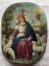 Huile sur toile école espagnole ou napolitaine du XVIIIème "Divine Bergère"