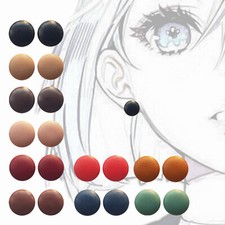 Round Faux Leather Stud Clip On Earrings. Retro Kitsch Disco Biker Fashion